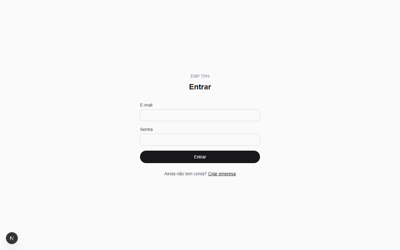 Tela de login do sistema